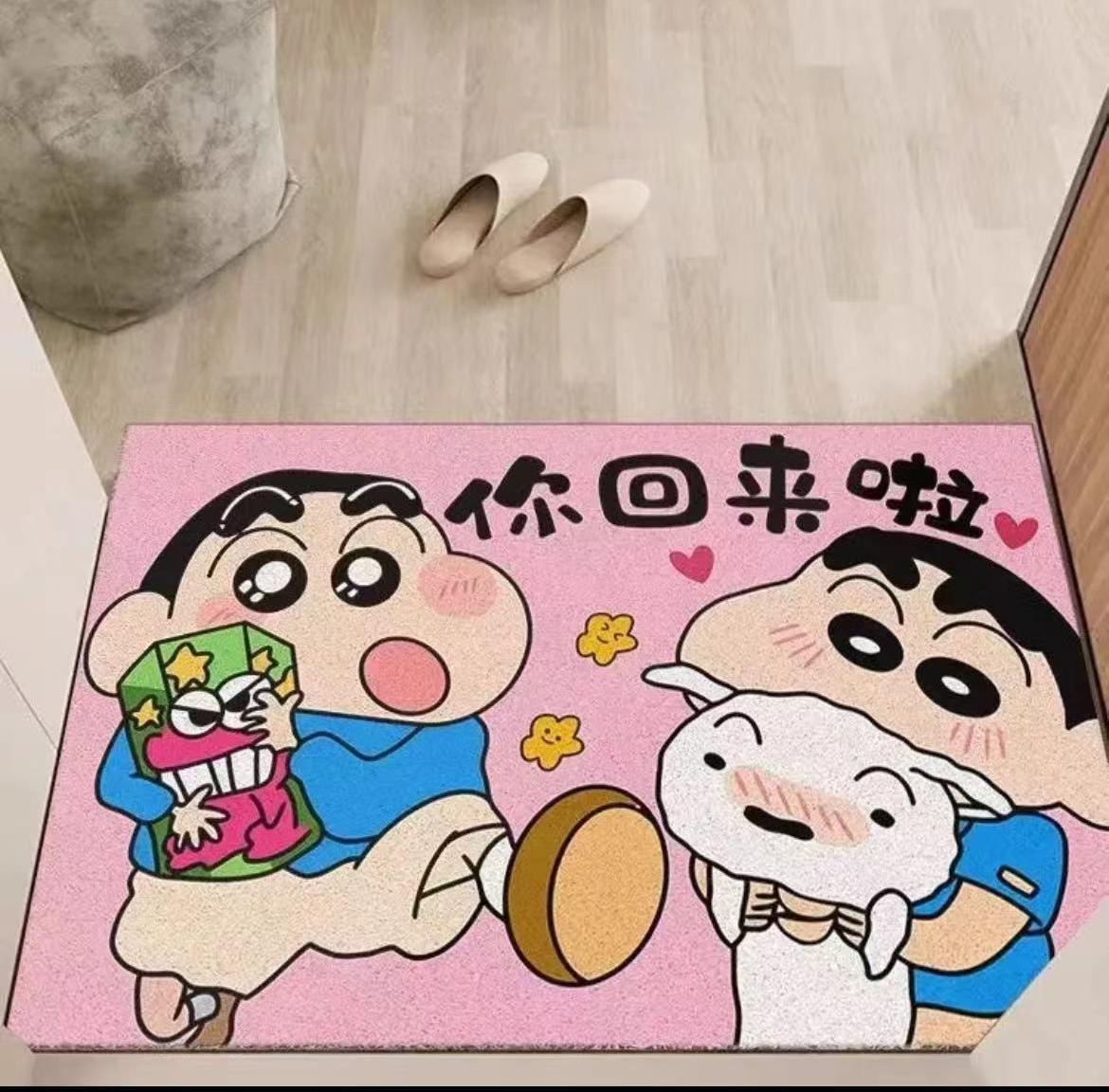  蜡笔小新丝圈地垫入户进门玄关蹭土脚垫门口家用除尘可裁剪地毯
