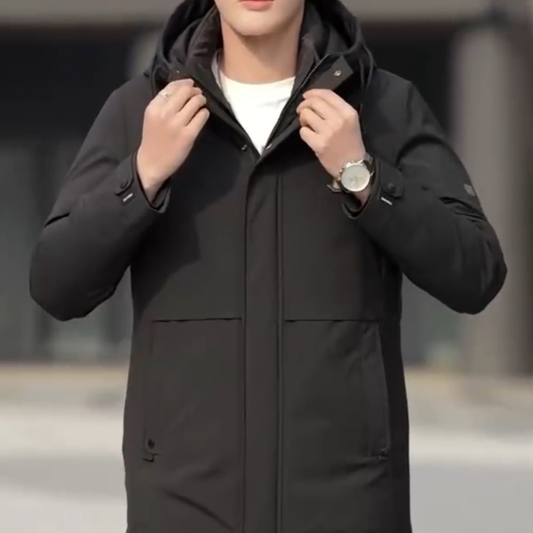 冬季新款男士加厚高定系列时尚潮流中长款保暖羽绒服23716