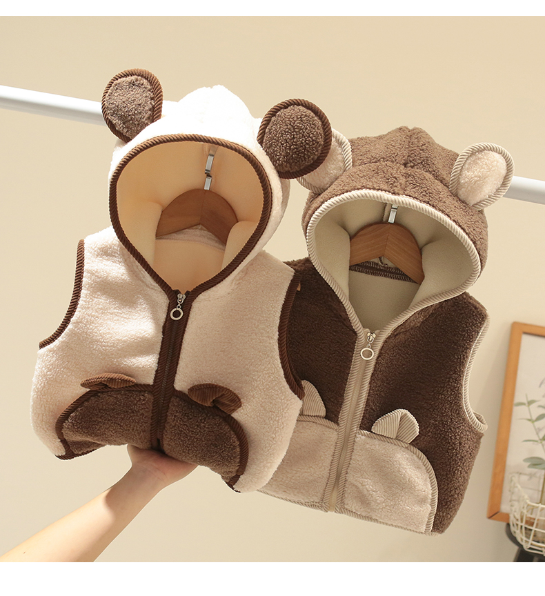 女童连帽马甲秋装2025新款男女宝宝马夹加绒保暖背心外穿坎肩秋冬
