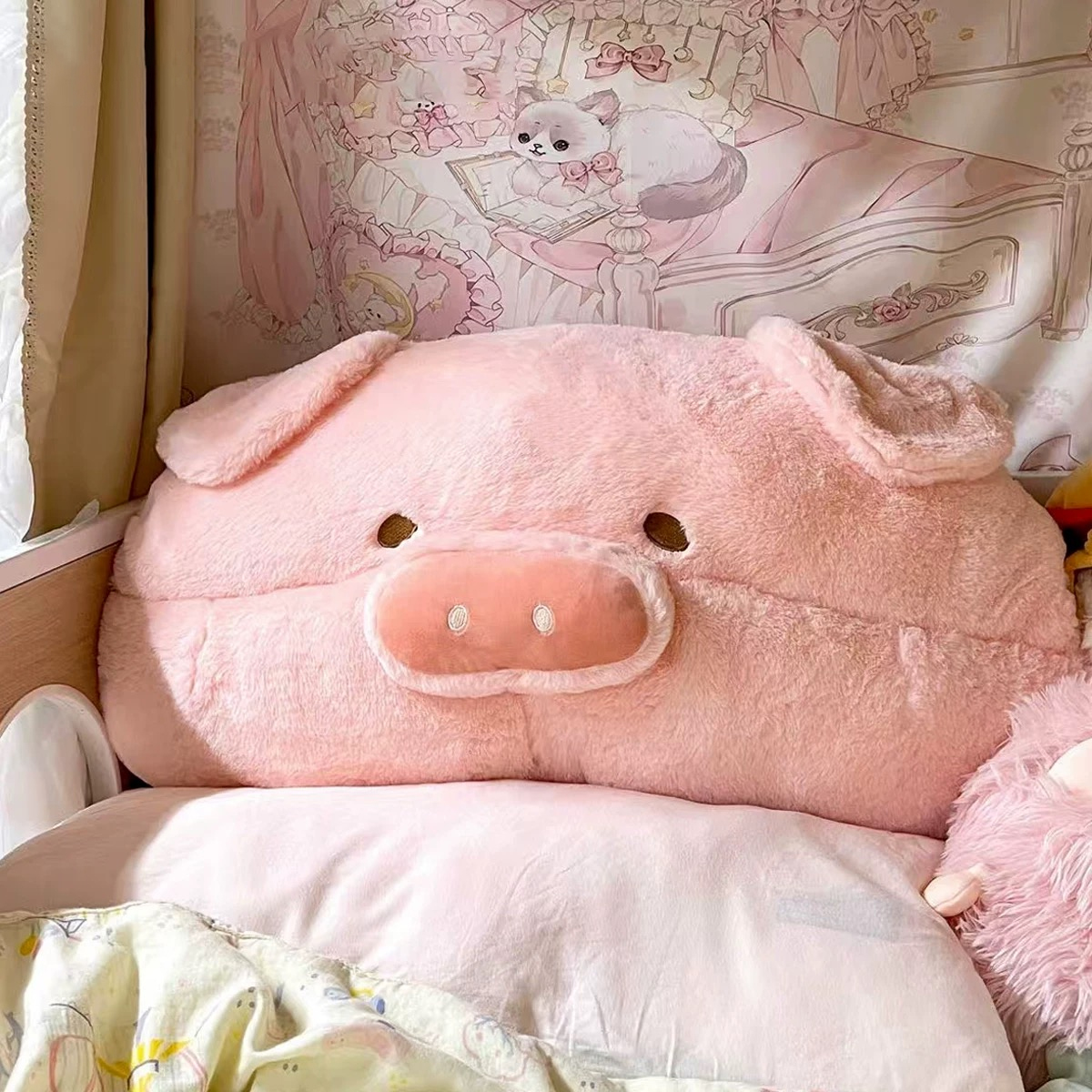  【可爱小猪床头靠垫】卡通卧室沙发猪猪大抱枕床上软包靠枕靠背DD商品图