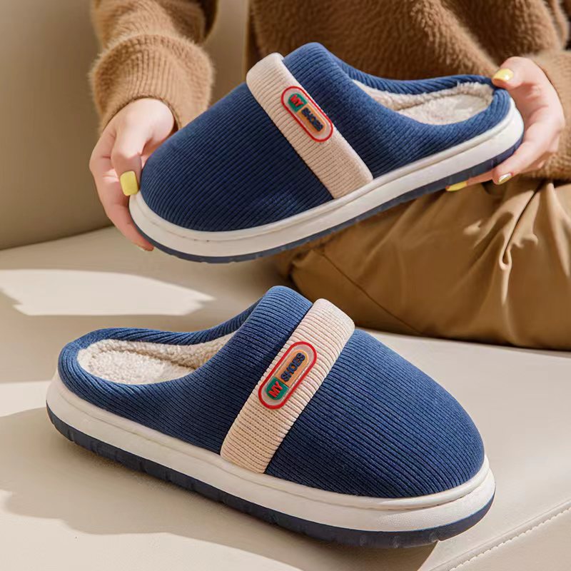 【高品质】加绒加厚棉拖鞋女室内家用秋冬季情侣家居厚底保暖拖鞋男