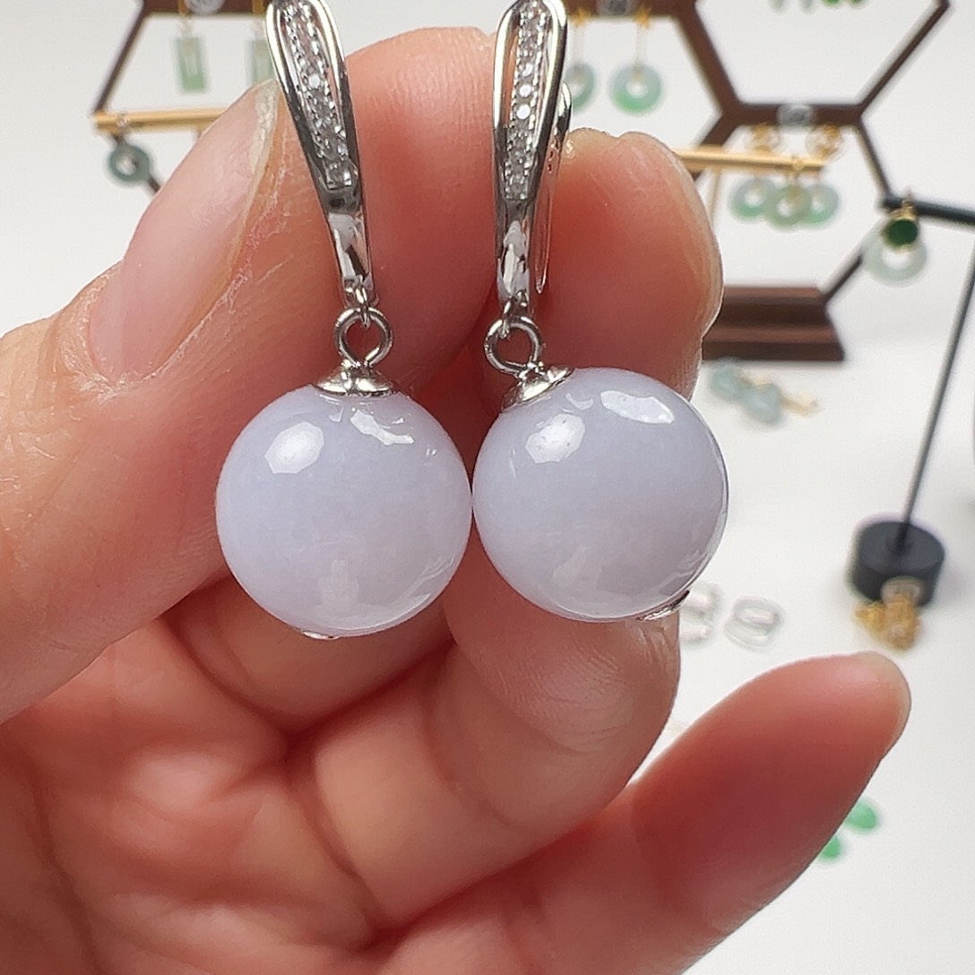 银S925镶嵌翡翠耳饰