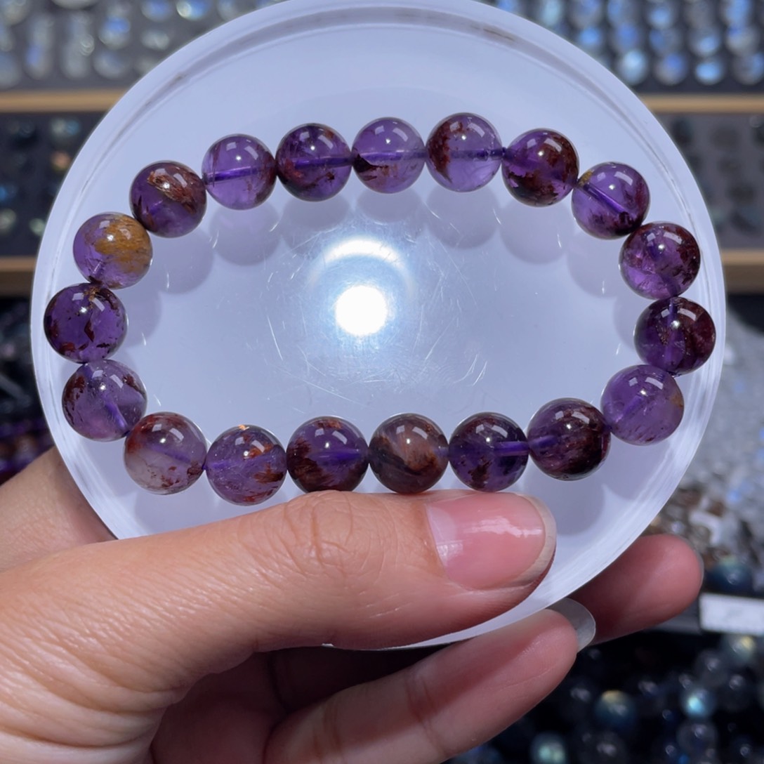 水晶手链未镶嵌紫钛幽灵水晶手链10.3m