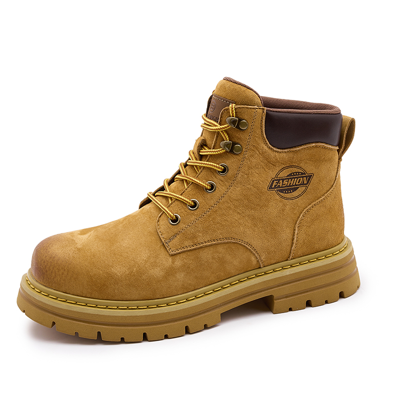 [头层猪皮]大黄靴新款厚底登山机车工装风经典款秋冬高帮马丁靴