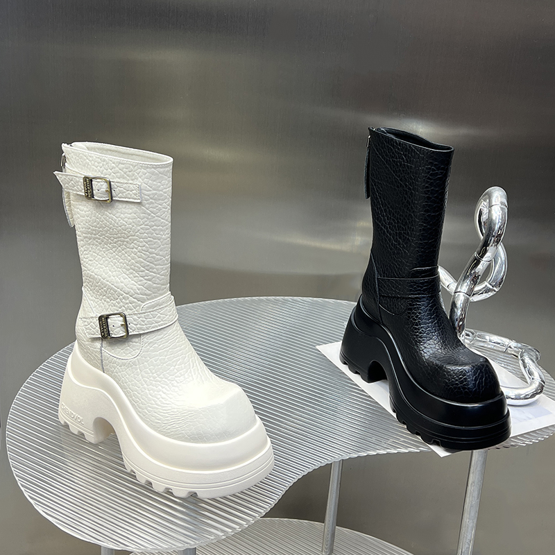 内增高骑士靴女2025年秋冬新款小个子松糕厚底中筒马丁靴DG115-6