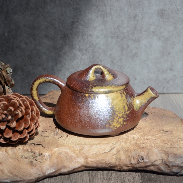 柴烧全手工复古粗陶小石瓢壶泡茶专用小茶壶精美茶具红茶泡茶陶壶