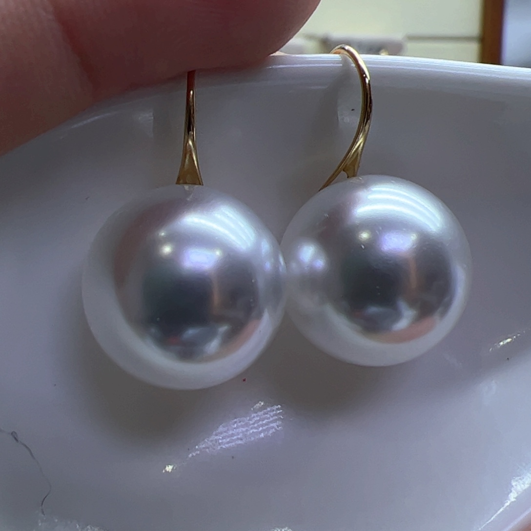 淡水珍珠耳饰18K金镶嵌