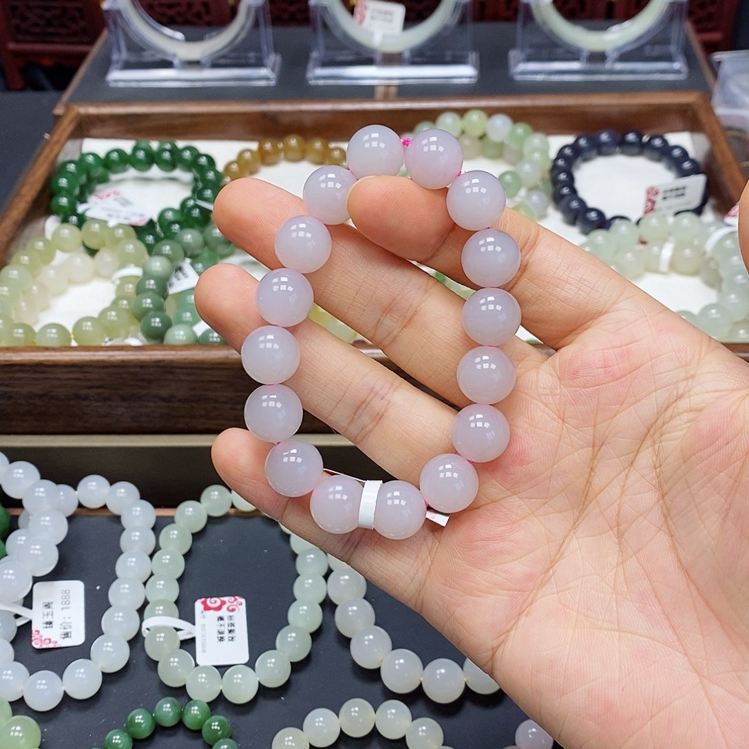 和田玉未镶嵌手串藕粉12