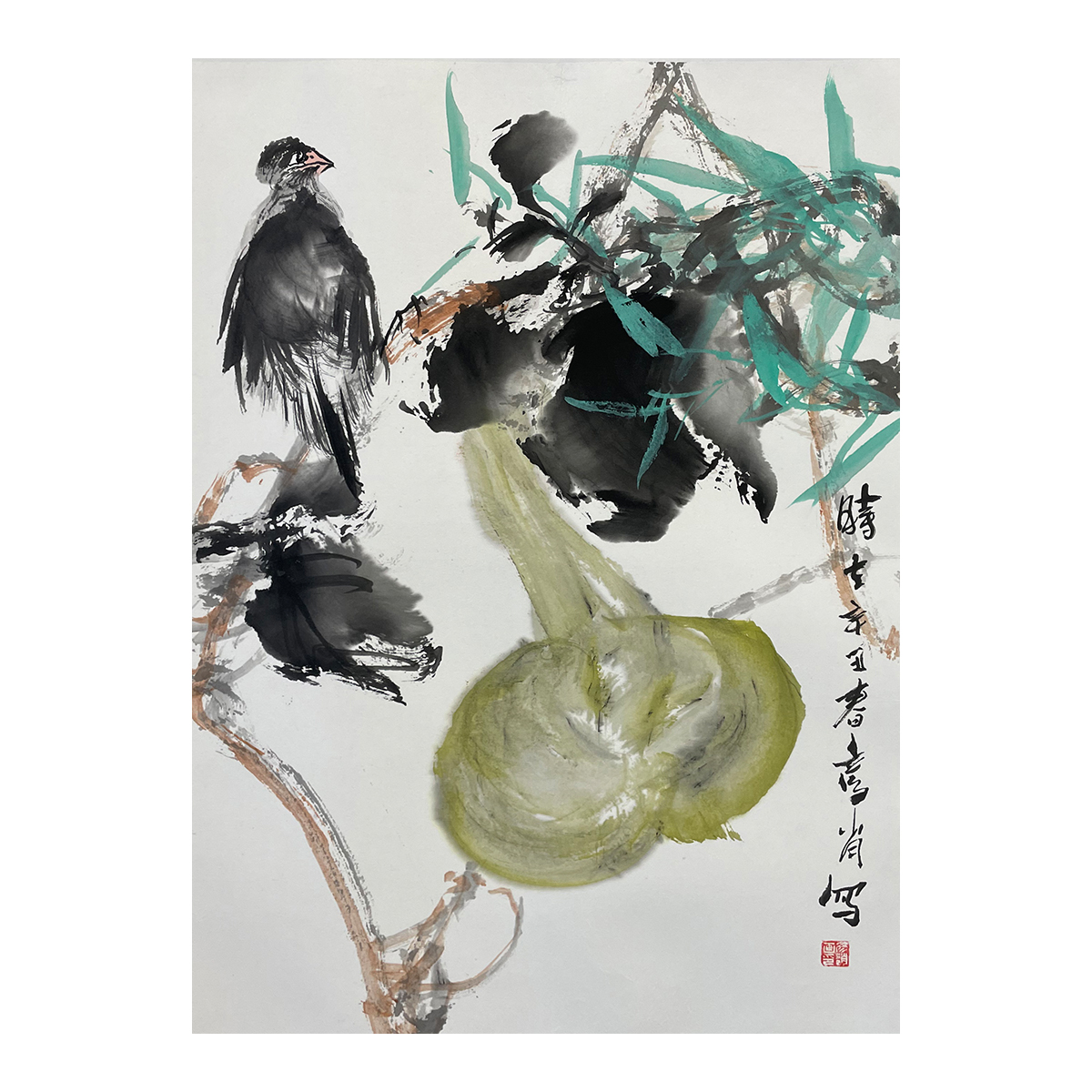【1.2平尺】张彦逍写意花鸟《献福》