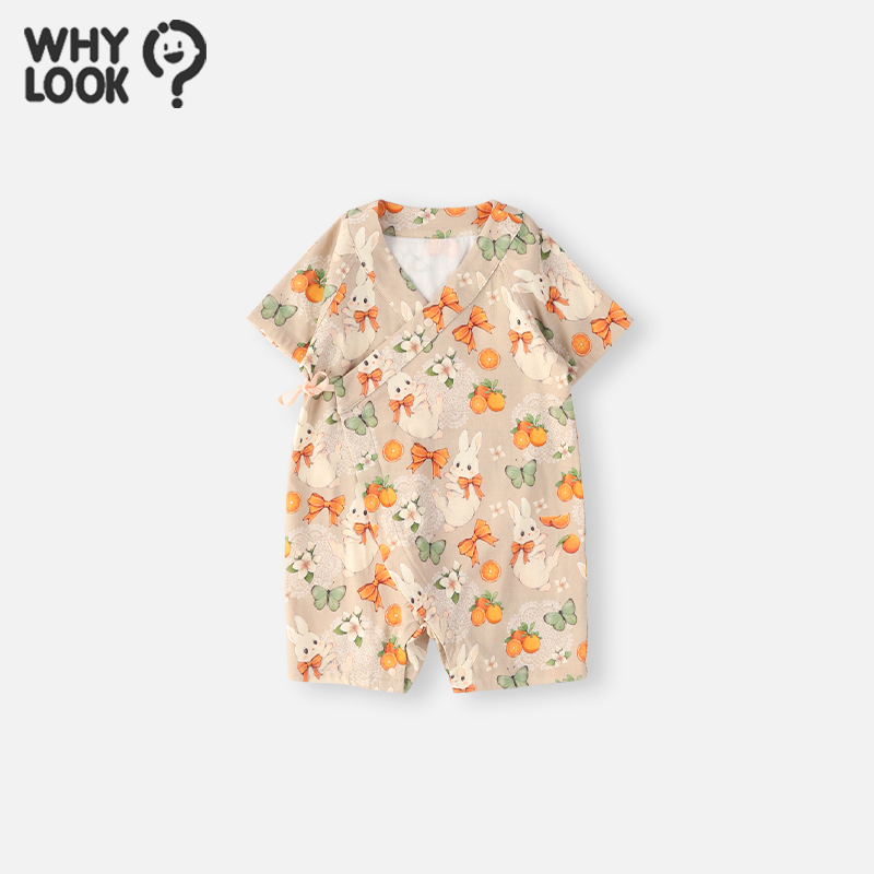【纱布短袖】WHYLOOK婴儿连体衣竹纤维透气睡衣夏季薄款宝宝爬服