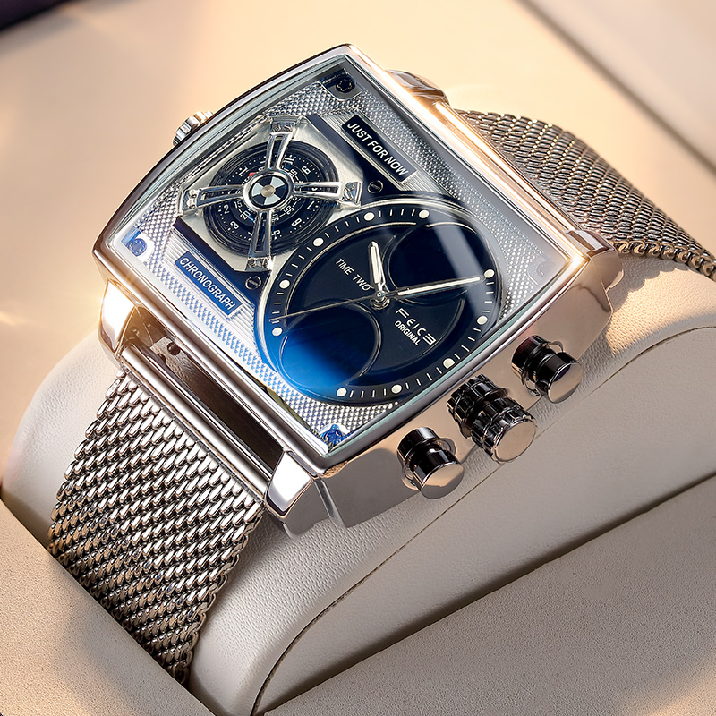 飞克新款潮流方形大表盘男士男生手表个性多功能夜光防水商品图