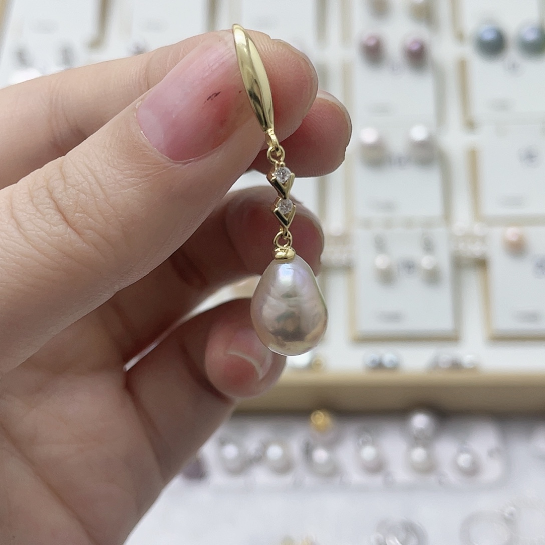 M***i淡水珍珠耳饰银S925镶嵌