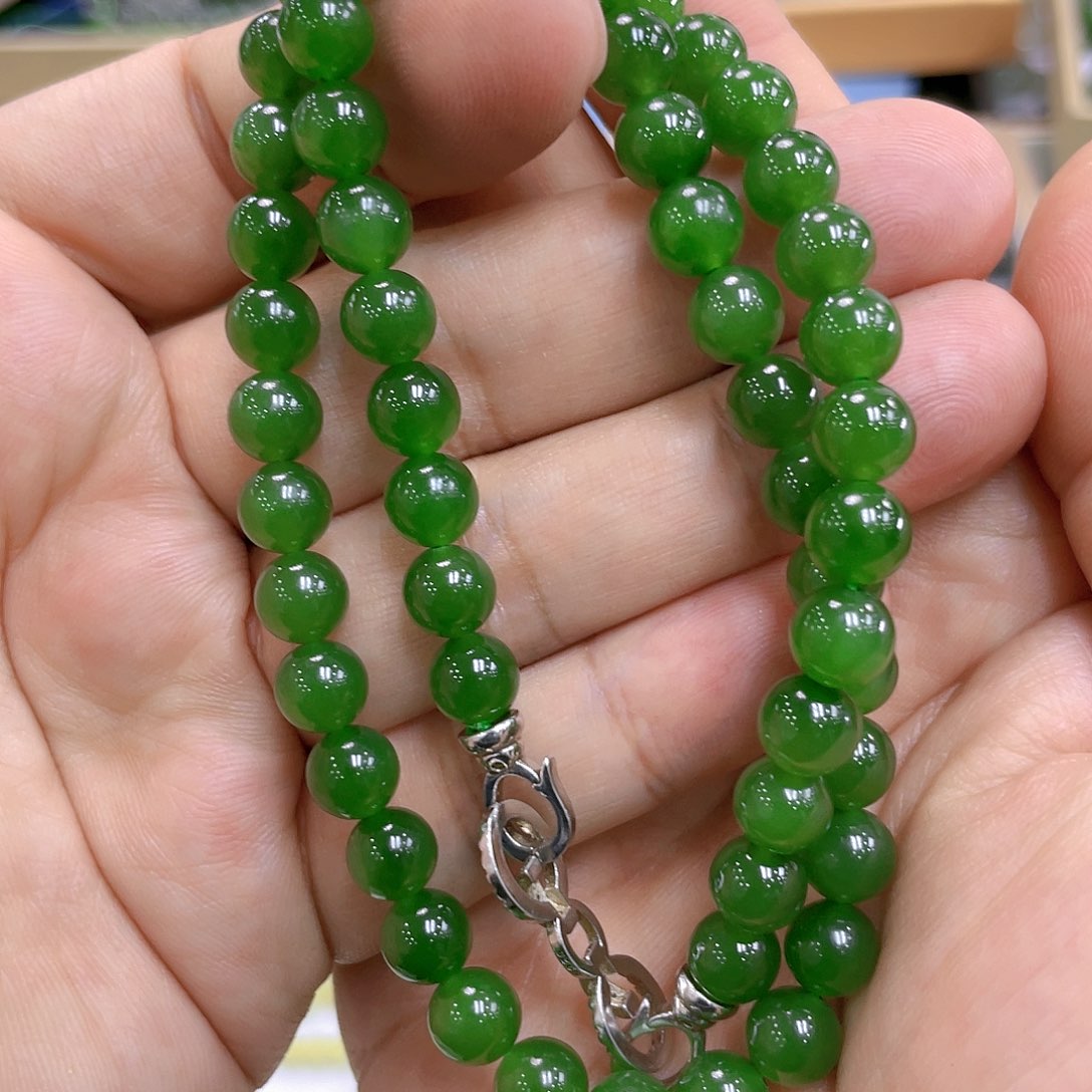 和田玉（碧玉）颈饰银S925镶嵌