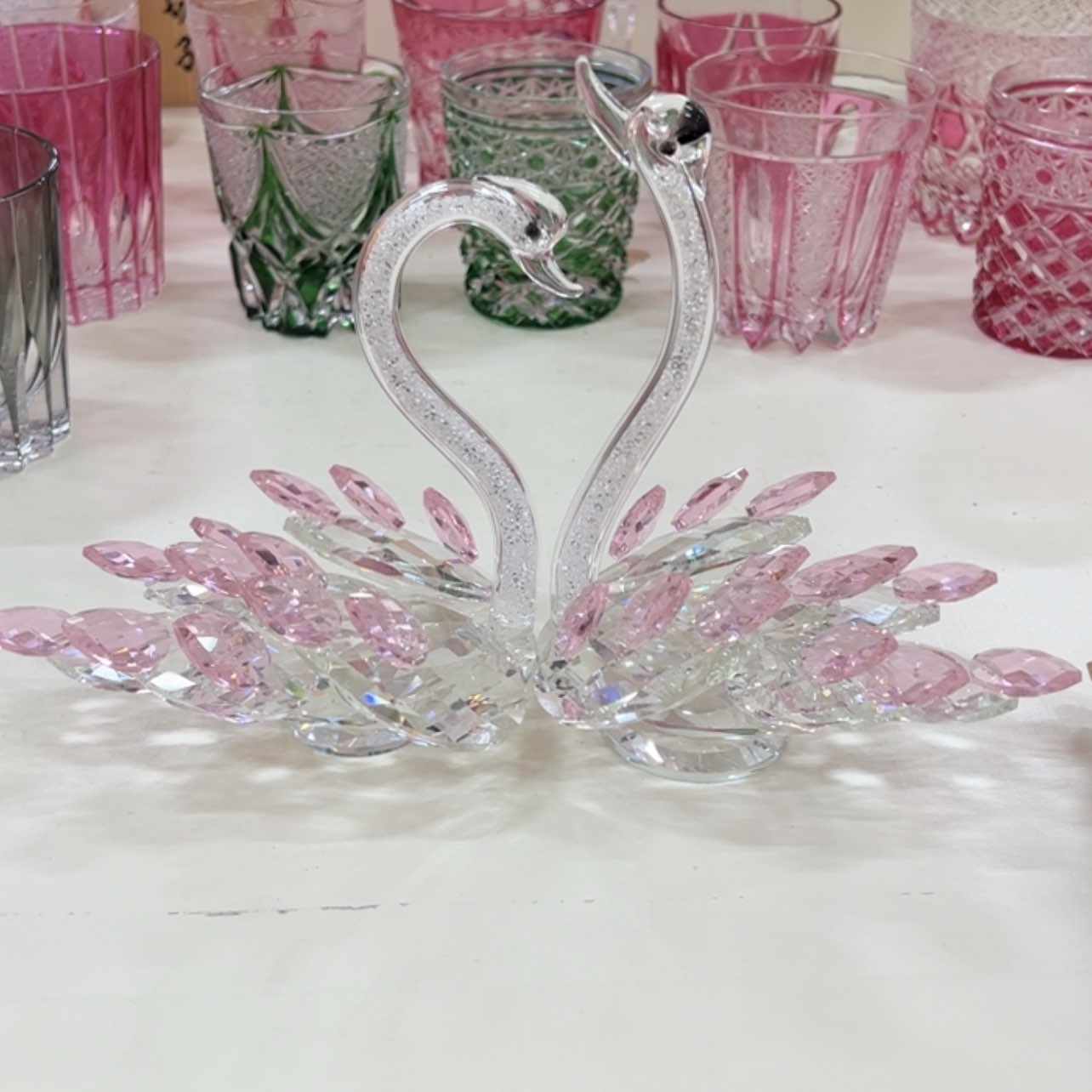 【闪购商品】水晶天鹅摆件一对