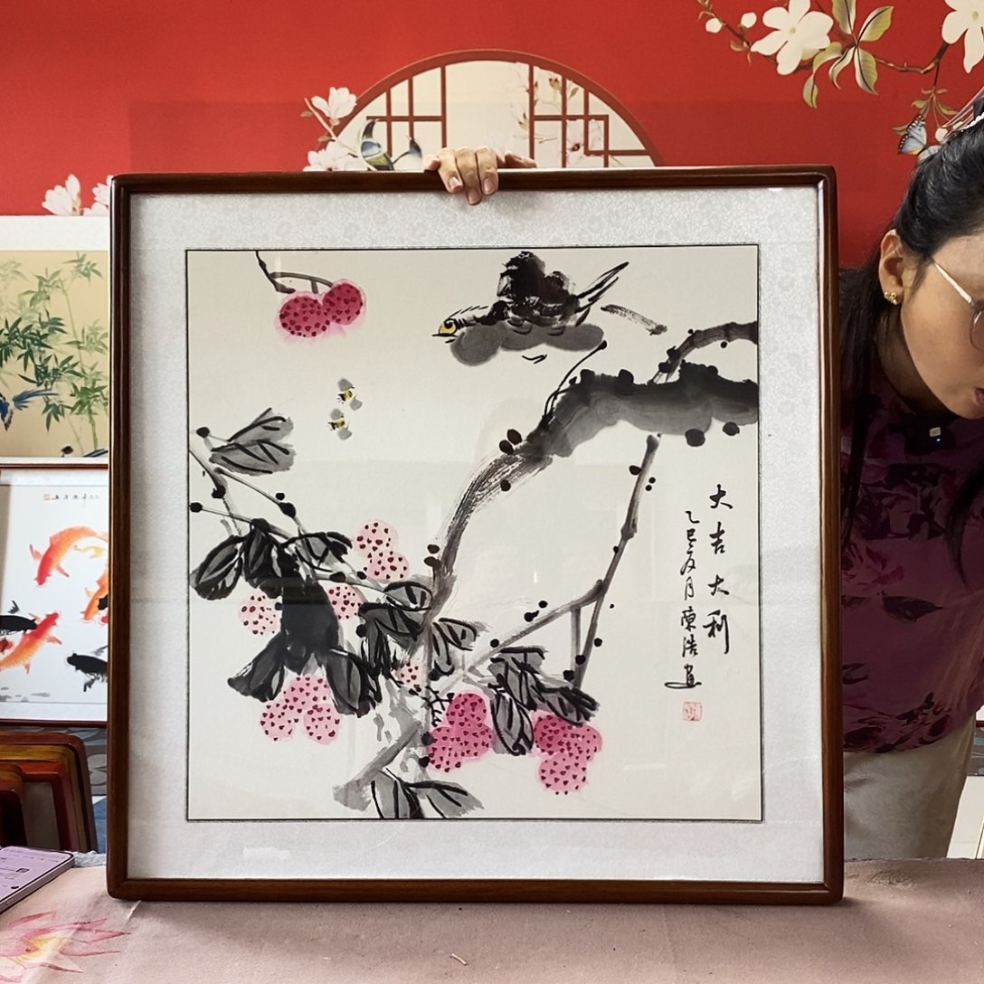 国画手写手绘带框包邮62✖️62国画作品