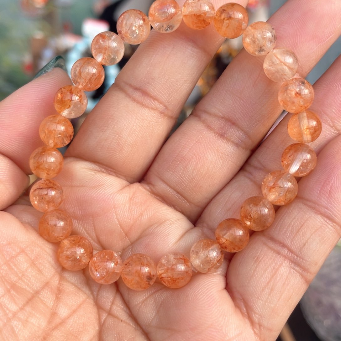 水晶手串未镶嵌7.5mm芬达胶花手串