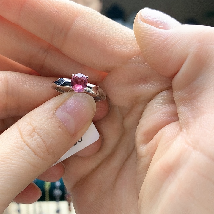 碧玺戒指银S925镶嵌纯天然