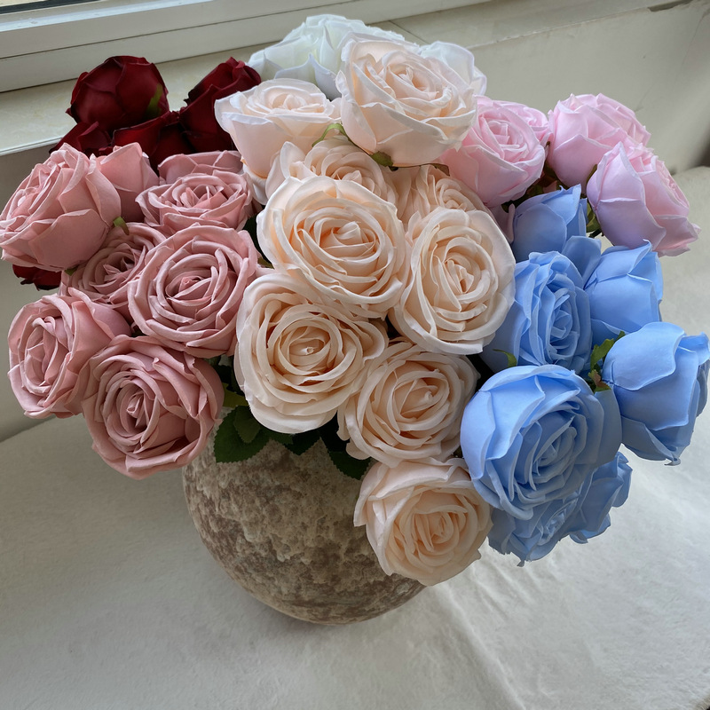 （全店满5单包邮）9头把束皇妃玫瑰婚礼堂吊顶插花花艺背景墙花排