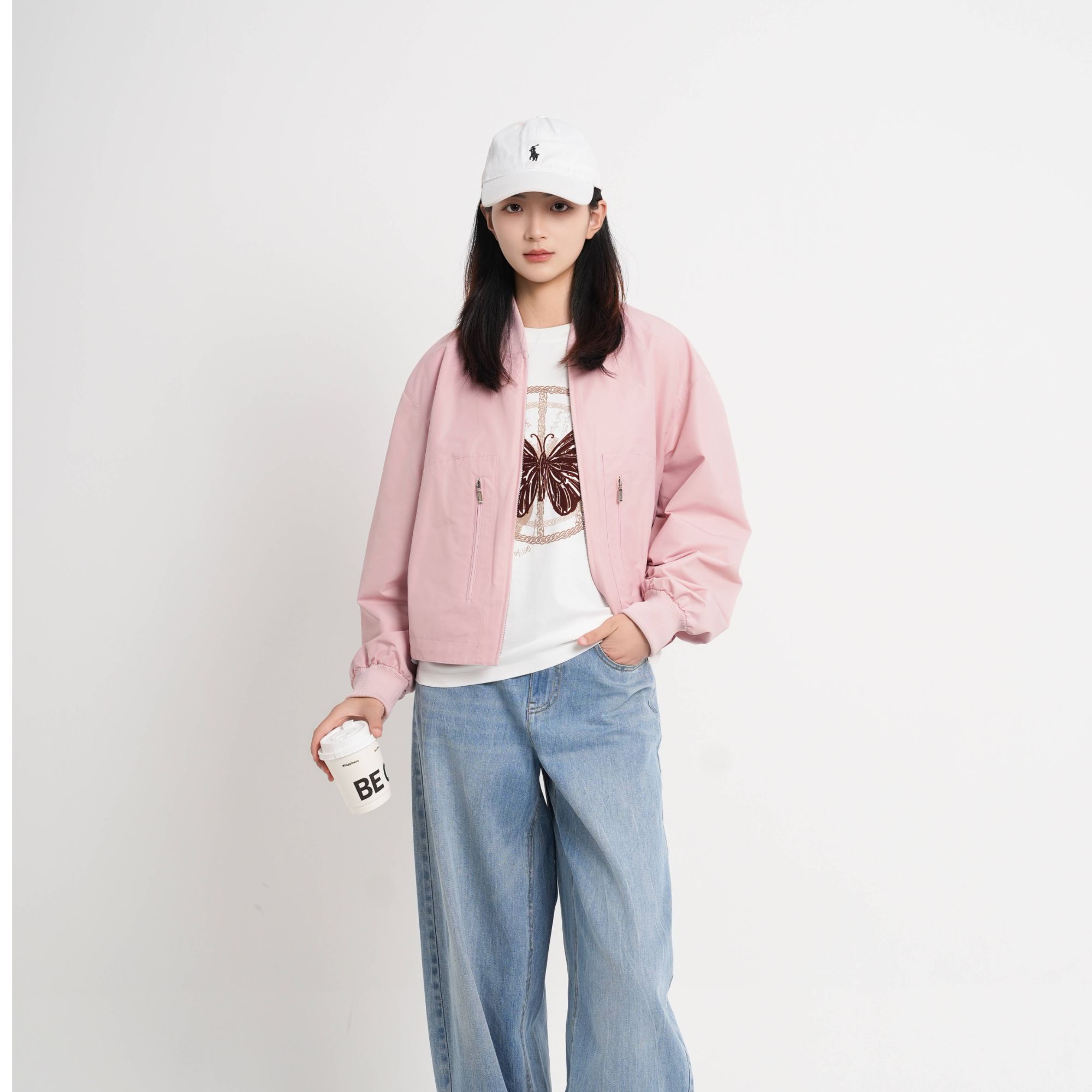AMASS/阿玛施秋季纯色女长袖宽松型常规百搭宽松短外套休闲540024