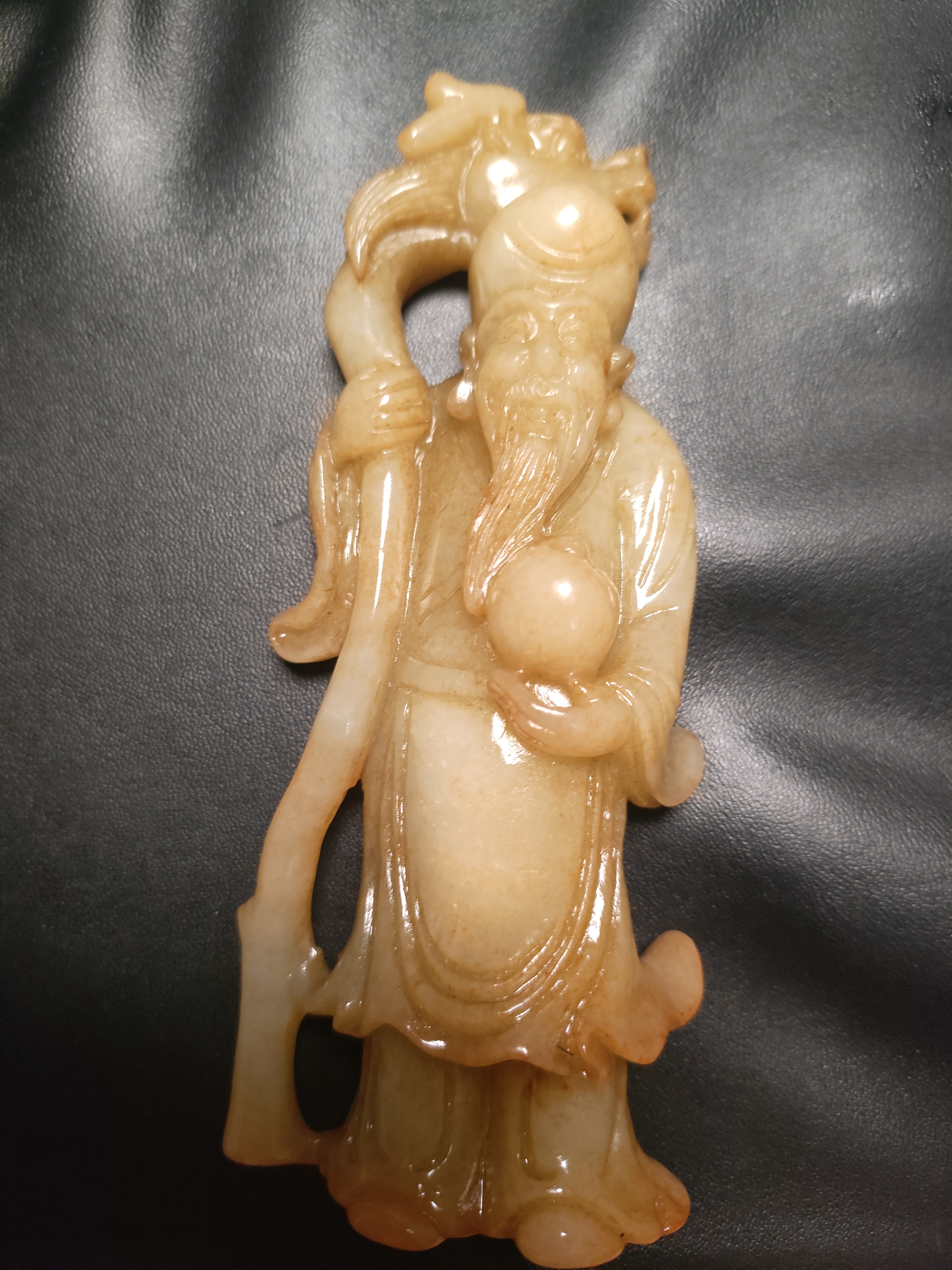 和田玉，老寿星，摆件