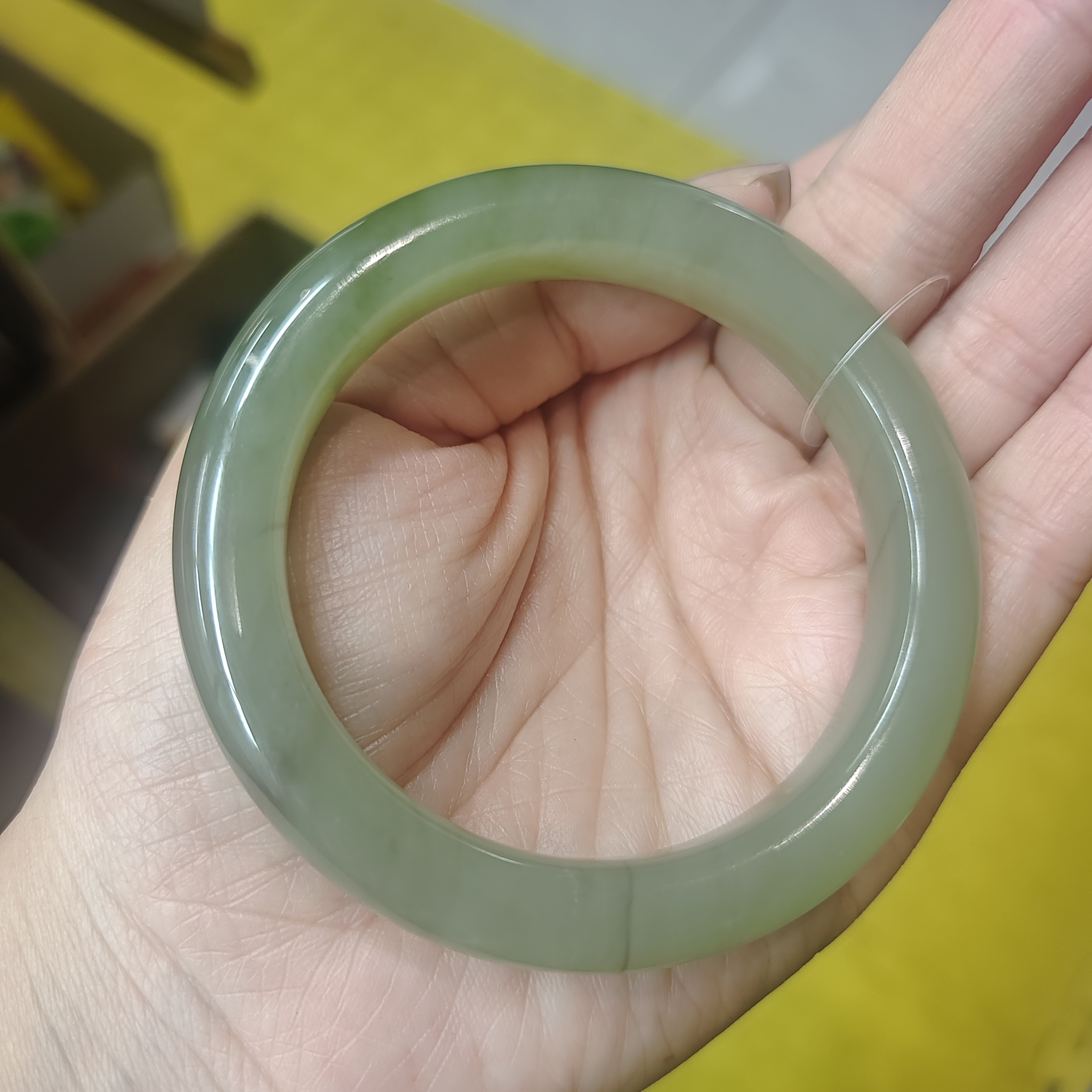 和田玉三色带紫带翠手镯女士圈口51+