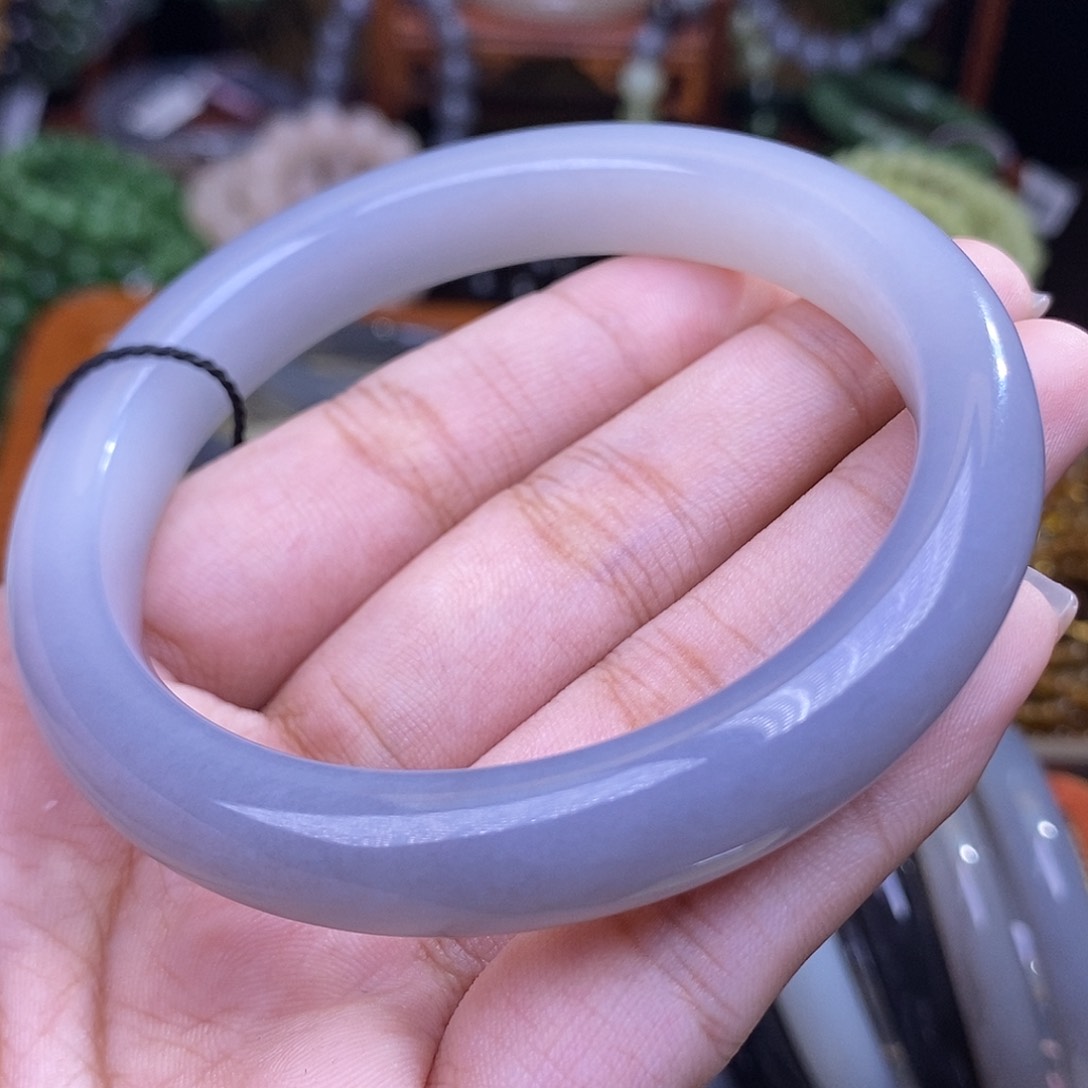 和田玉未镶嵌61浓烟紫半山半水脂膏老矿料手镯