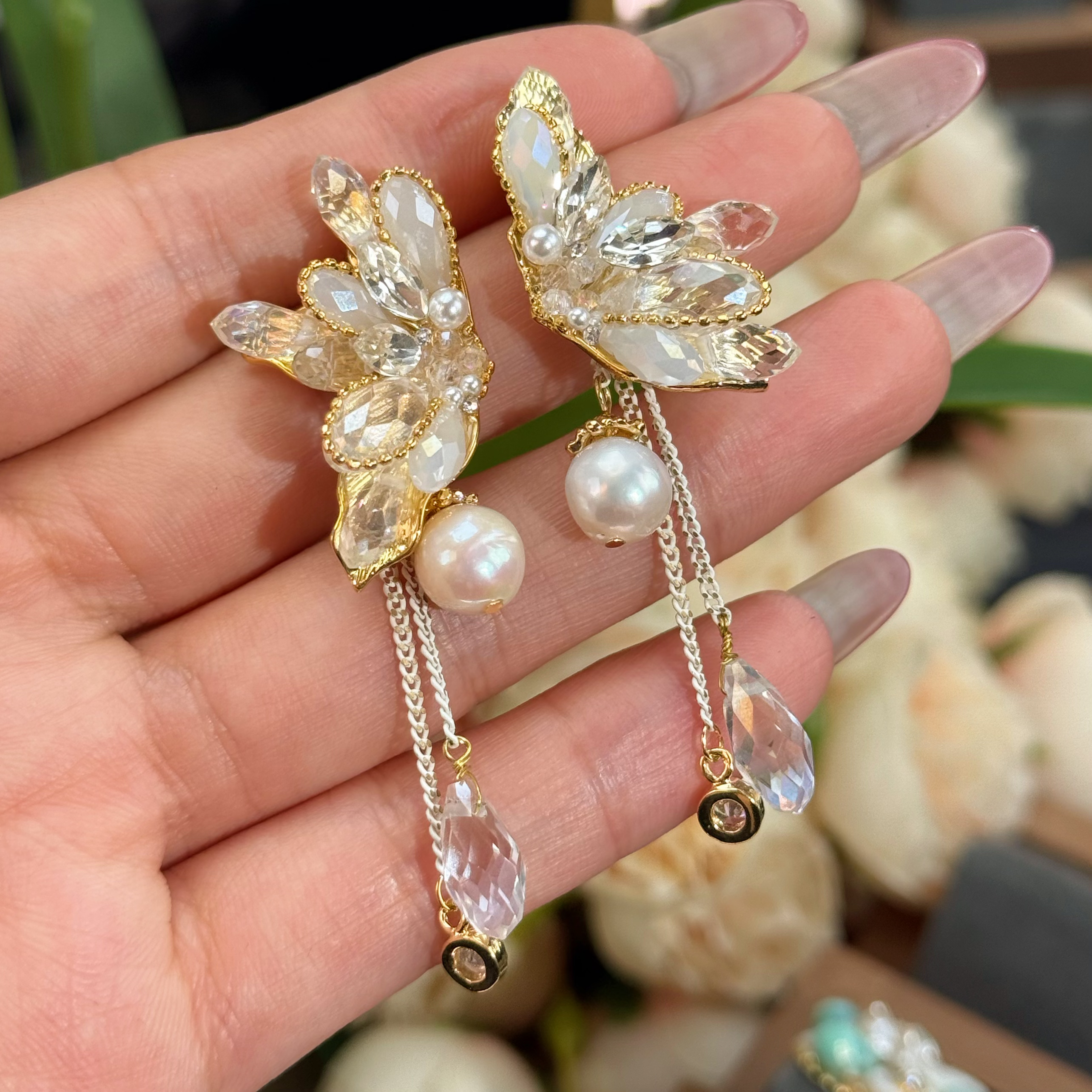 铜合金耳饰 A346 春夏气质简约精灵翅膀温柔气质优雅女神时尚耳环