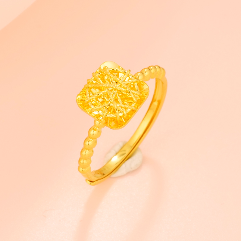 【珊珊专享】足金999 方糖戒指圈口可调节 SS3057