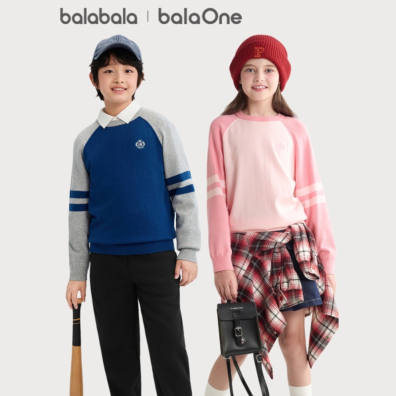 【balaOne】巴拉巴拉儿童保暖毛衣2025冬季男女童套头毛衫打底衫
