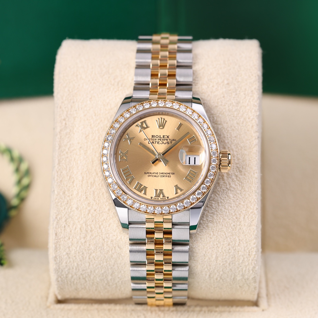 95新 Rolex/劳力士 279383-0009 五珠香槟罗马 钻圈2024年3月保卡