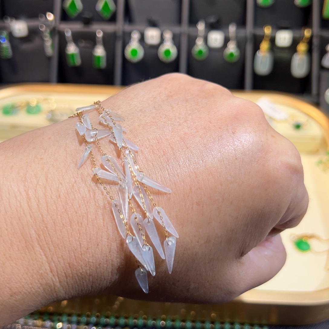 翡翠18K金镶嵌颈饰耳线