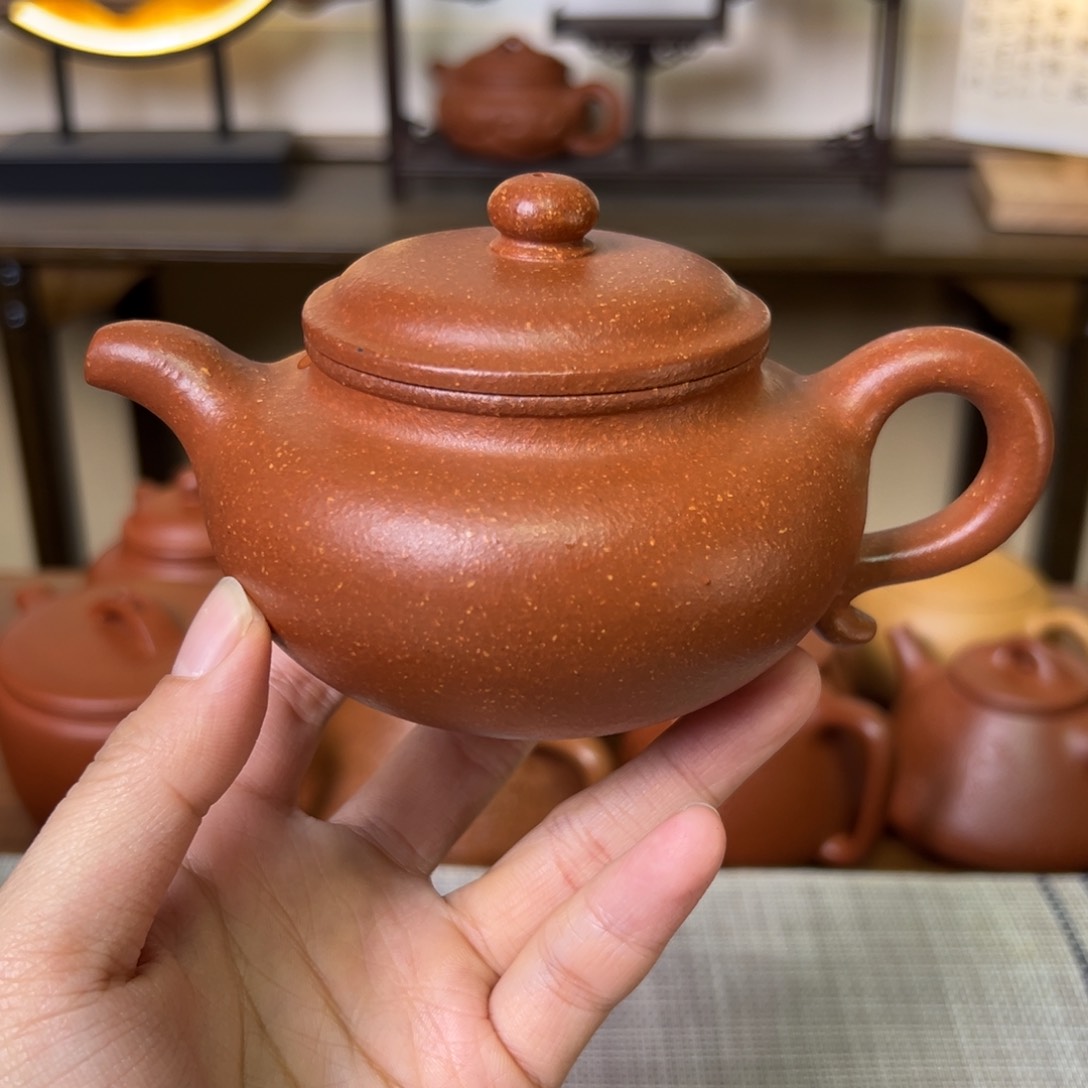 紫泥茶壶春**冬紫砂壶仿古壶红降坡200cc微瑕