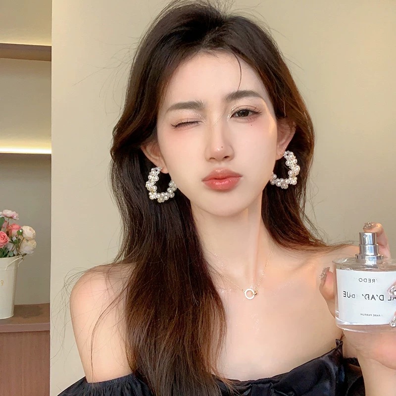 铜合金耳饰 7020【珠珠耳圈】温柔气质编织珠珠耳圈气质小众耳饰女