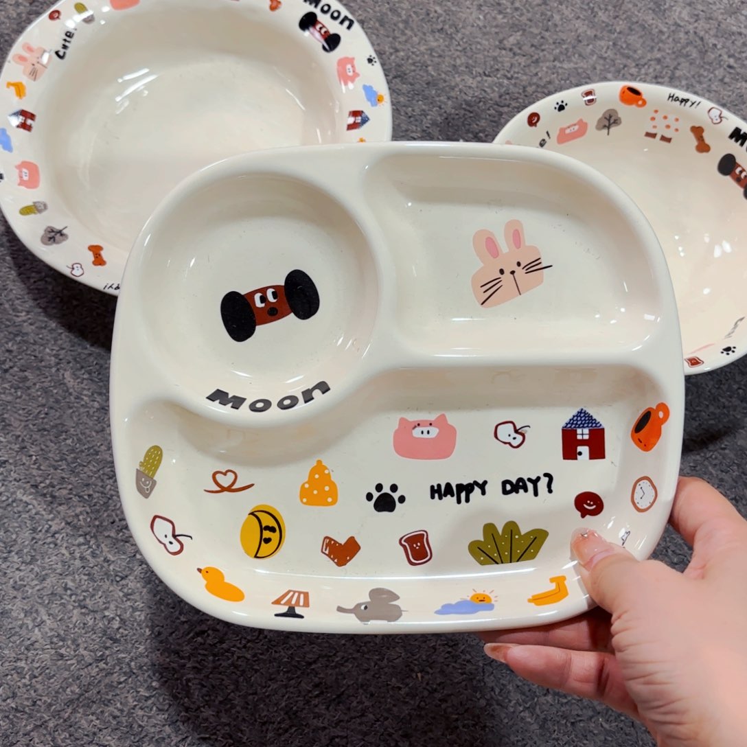 陶瓷月亮小狗八寸分餐盘全品