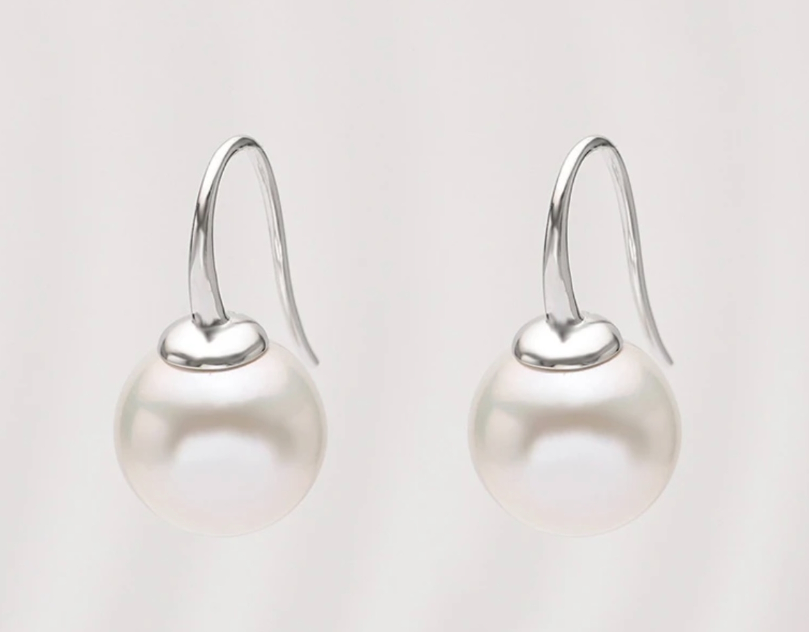 E58 【潇潇甄选】 S925银 淡水珍珠大龙珠白珠高跟鞋耳钩13-14mm 