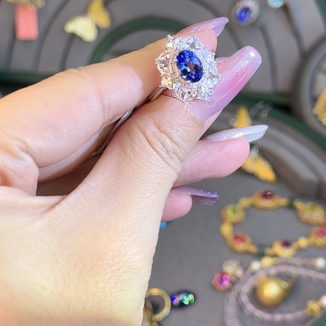 坦桑石戒指银S925镶嵌铄****O