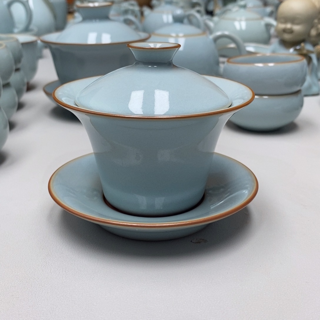 微瑕马蹄盖碗无礼盒