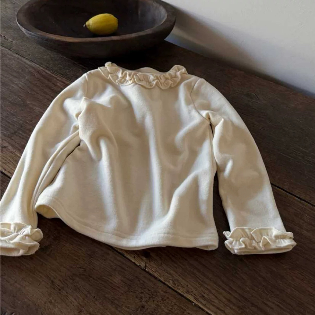 女童韩版休闲百搭加绒花边长袖A4