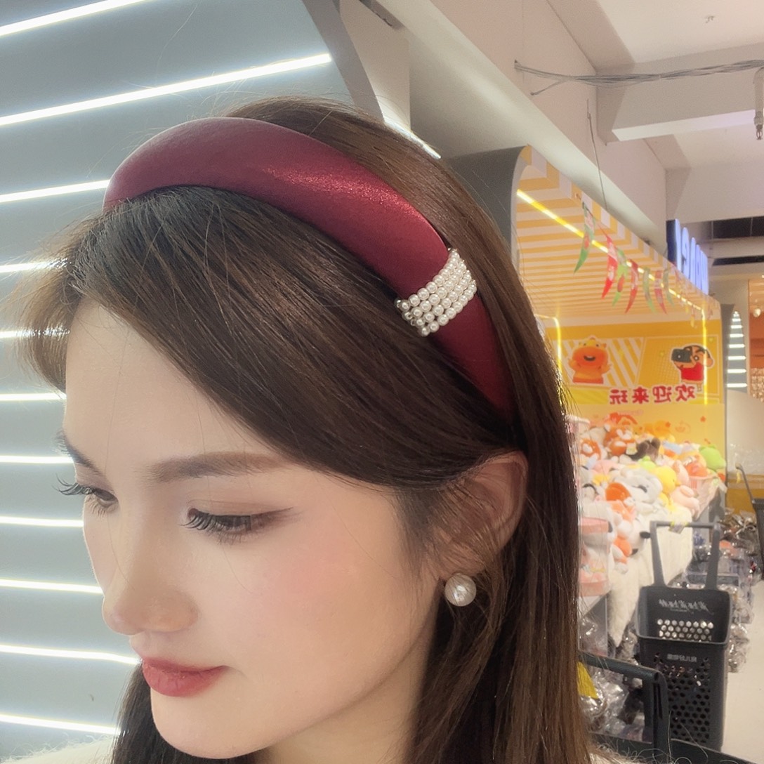 布艺非金属红色缎面露思款发箍