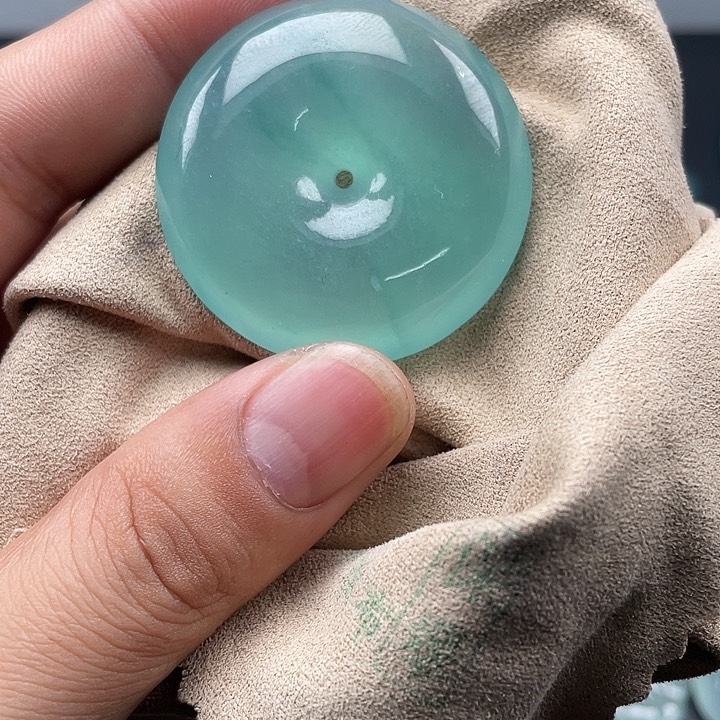 幸**神平安扣，晴蓝色，微绵，缅优
