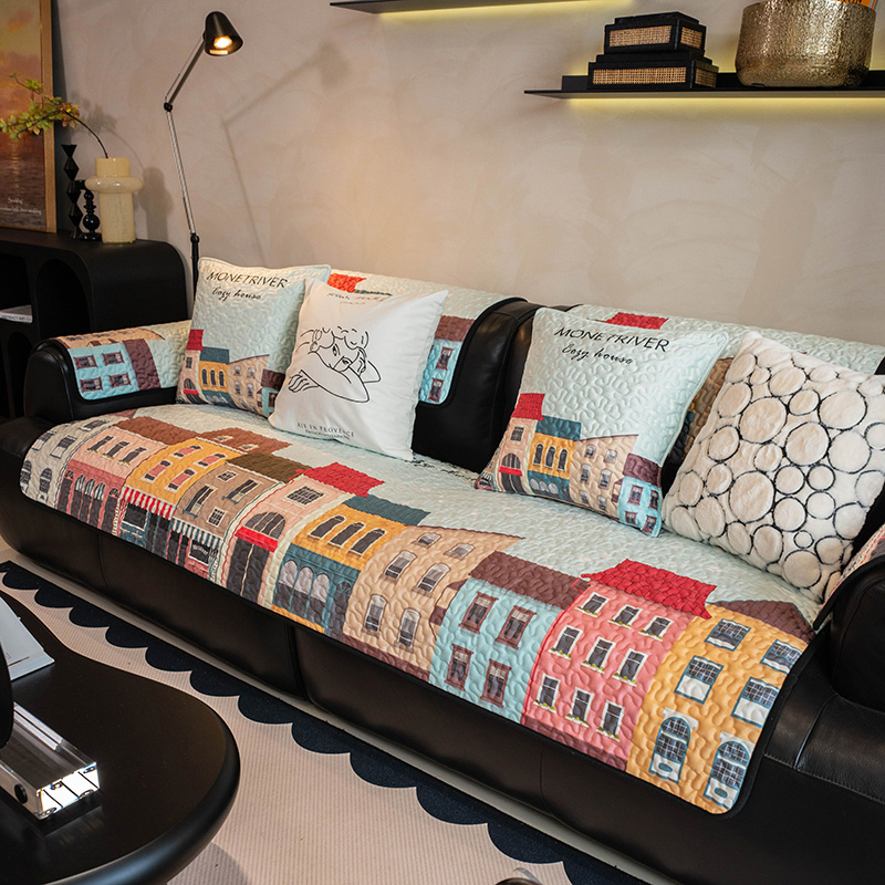 时尚卡通英伦风设计沙发垫秋冬保暖毛绒坐垫客厅防滑沙发巾套罩盖