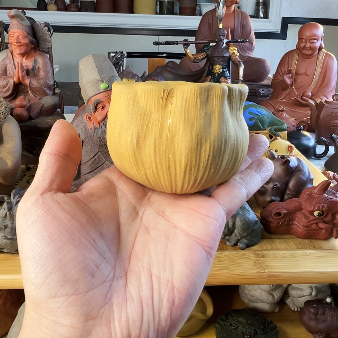 会***牛紫砂茶杯荷叶莲蓬主人杯