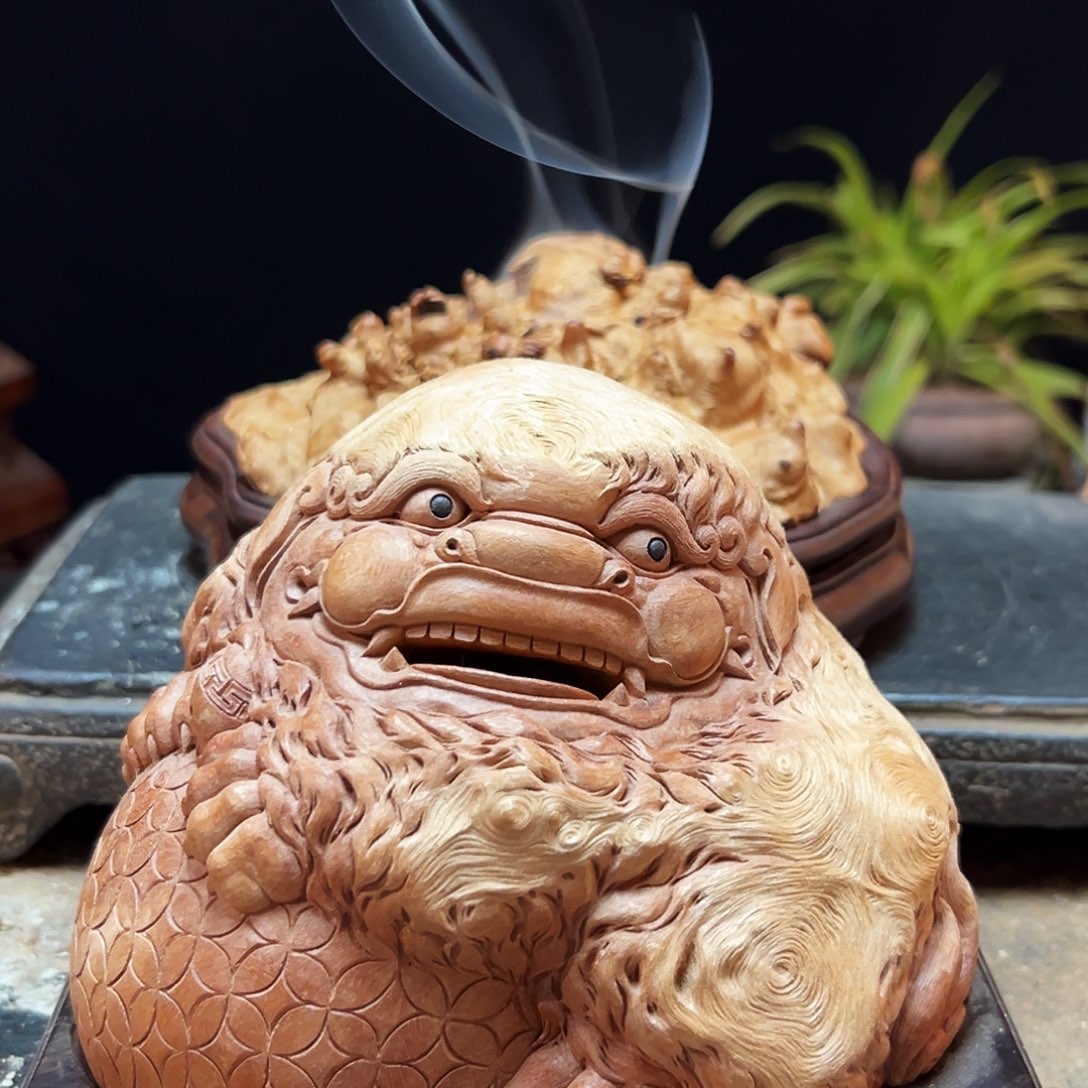 顺***～荔枝木狻猊成品香炉