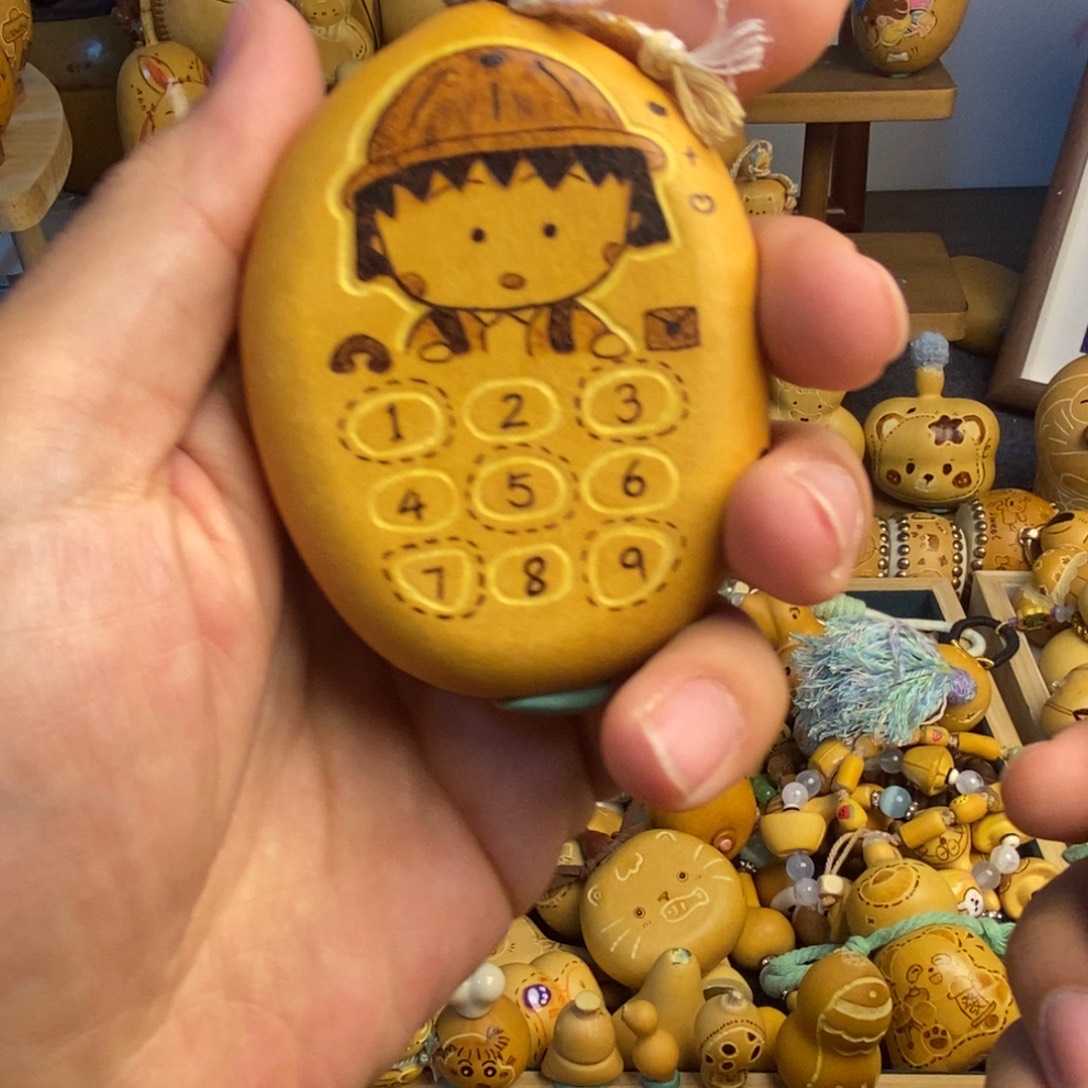 香榧木葫芦纯手工雕刻烙画