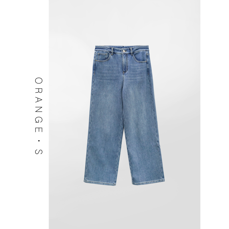 【冬日软绒·浅牛仔】经典侧袋直筒 复合绒底 显瘦保暖牛仔裤秋冬