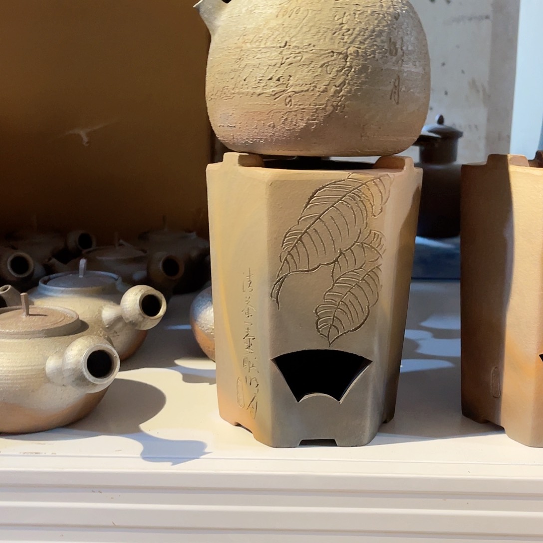 小****馆柴烧一体六角炉加炉丝加刻字藤编提梁1.2升容量