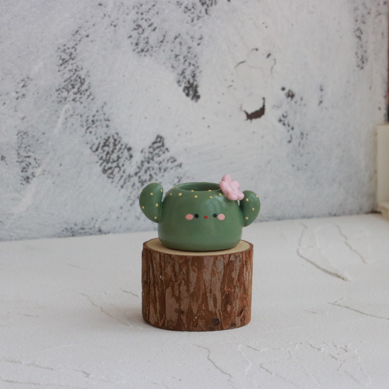 【仙人掌系列】创意手捏手绘釉烧多肉花盆多肉拇指盆内口2.2cm左右