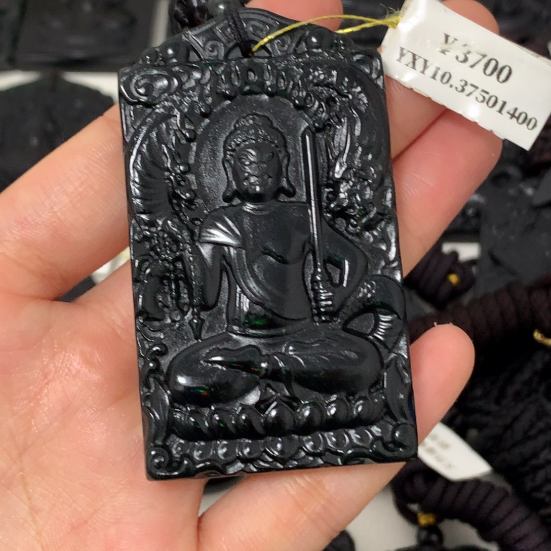 天然缅甸a货钢琴黑挂件