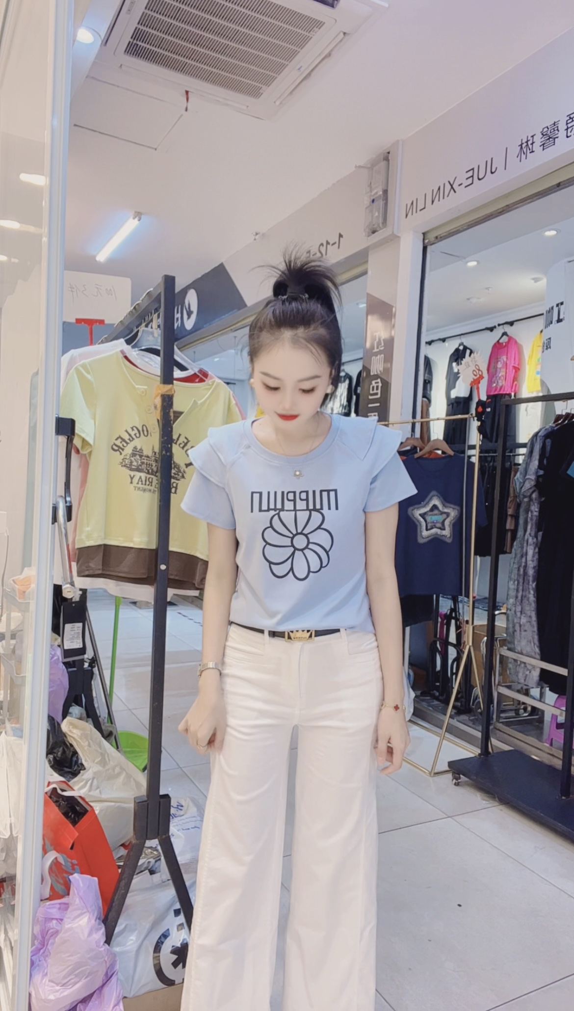 【小玉】新款时尚拼接花边特色设计感百搭显瘦上衣