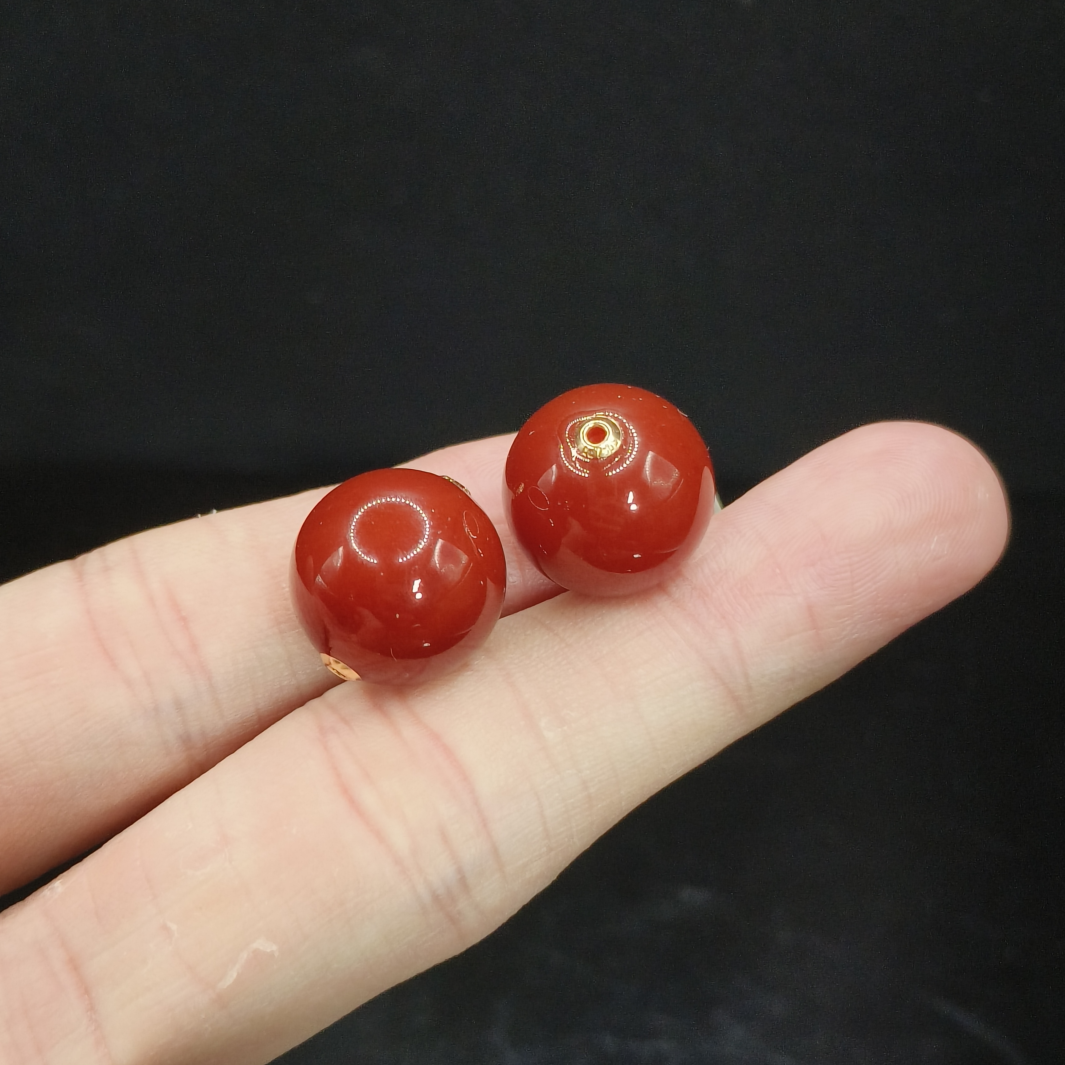 【李想精选】18k金牛血红转运珠吊坠赠链H25【多样性发其一】约14mm